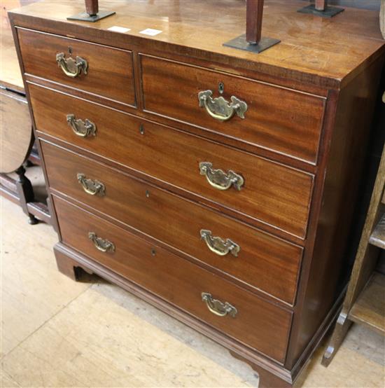 George III mahogany chest of two short and three long drawers